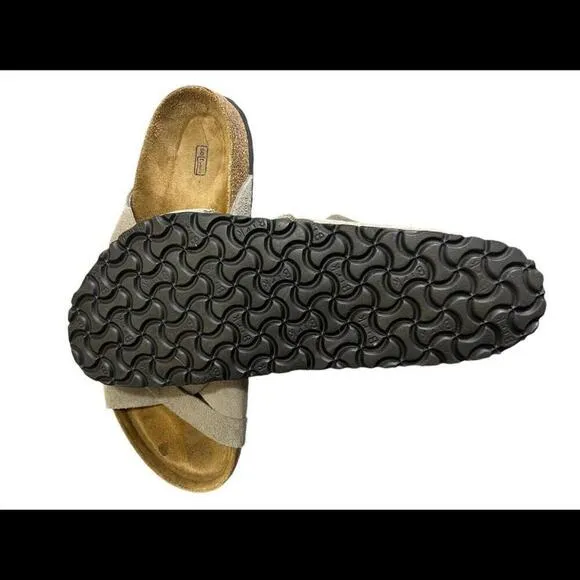 | Birkenstock Lugano | Soft Footbed Suede | Men US 12, EU 45 | Stone Coin