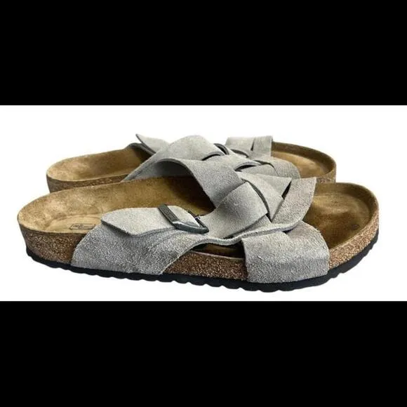 | Birkenstock Lugano | Soft Footbed Suede | Men US 12, EU 45 | Stone Coin