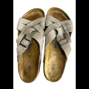 | Birkenstock Lugano | Soft Footbed Suede | Men US 12, EU 45 | Stone Coin