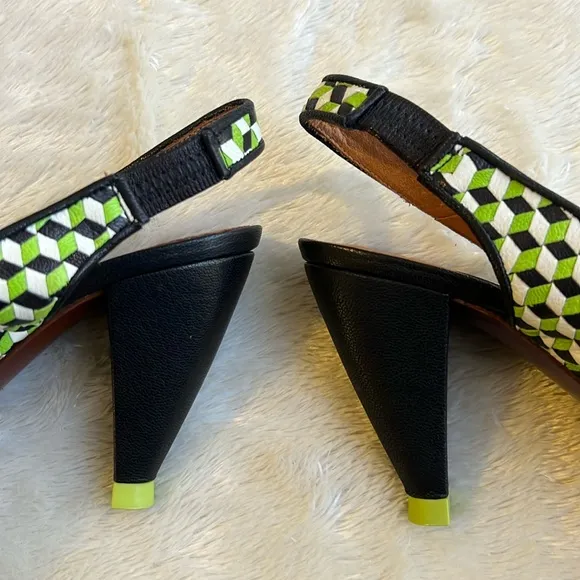 - nib CHIE MIHARA Copa Geometric Slingback Sandal Heels in Green size 10.5
