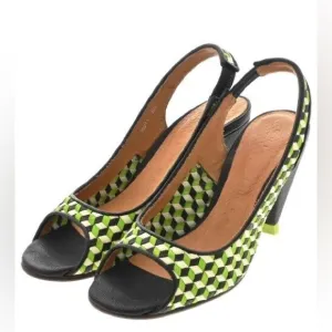 - nib CHIE MIHARA Copa Geometric Slingback Sandal Heels in Green size 10.5