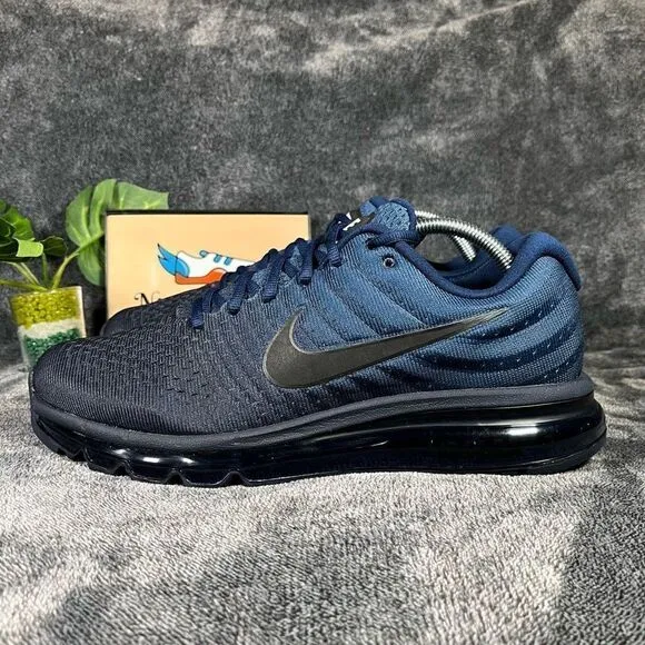 🔴 NWOT Nike Air Max Running Shoes Mens Blue Gym Fitness 2017 Sneakers Flyknit
