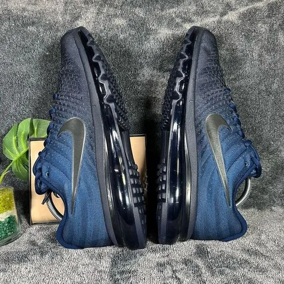🔴 NWOT Nike Air Max Running Shoes Mens Blue Gym Fitness 2017 Sneakers Flyknit