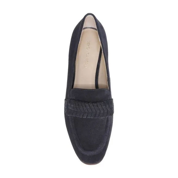 🆕 VERONICA BEARD Arlie Loafer Shoes Suede Navy Blue 9.5