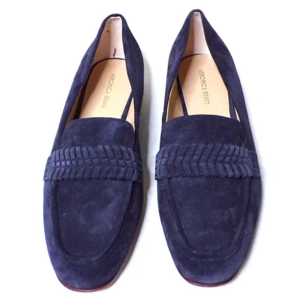 🆕 VERONICA BEARD Arlie Loafer Shoes Suede Navy Blue 9.5