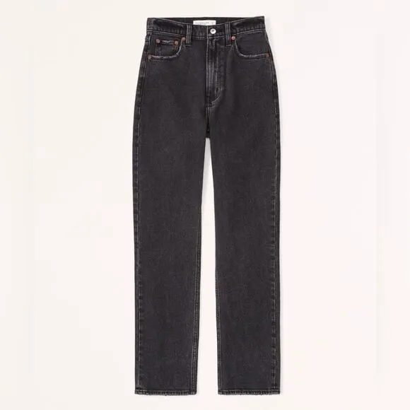 Abercrombie &amp; Fitch The Ankle Straight Ultra High Rise Jeans in Black Wash 27/4