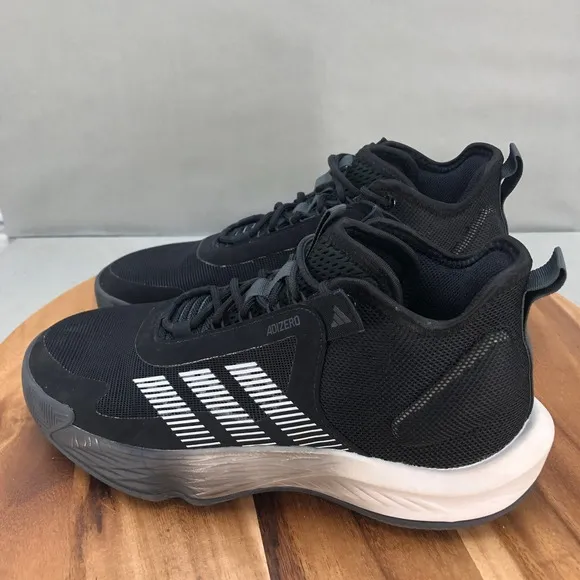 Adidas Adizero Select Team Basketball Shoes Mens 9 Black Silver Mid Top Comfort