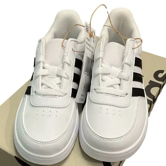 adidas Boy’s Breaknet Shoes Sneakers Synthetic Leather Upper Comfort Size 2 NEW