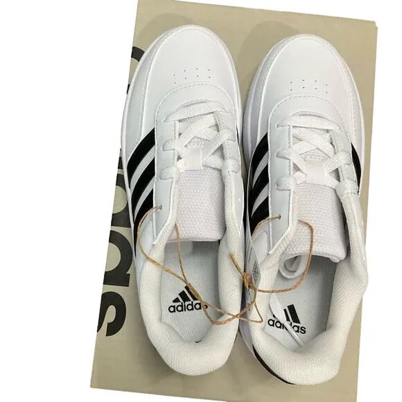 adidas Boy’s Breaknet Shoes Sneakers Synthetic Leather Upper Comfort Size 2 NEW