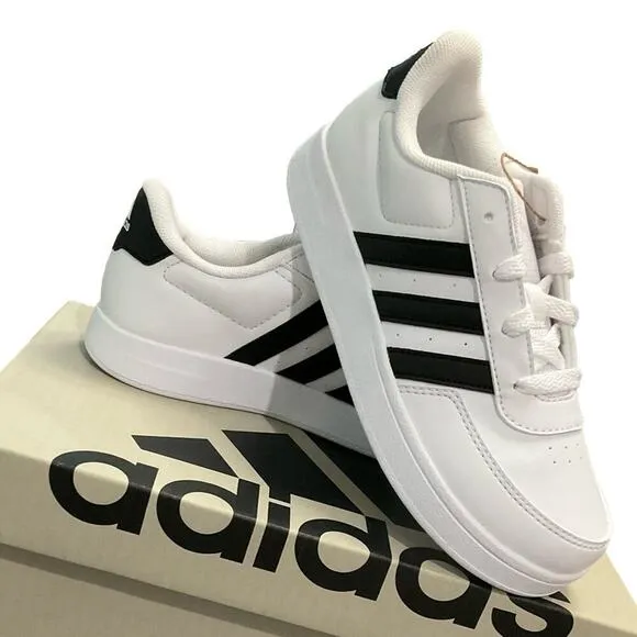 adidas Boy’s Breaknet Shoes Sneakers Synthetic Leather Upper Comfort Size 2 NEW