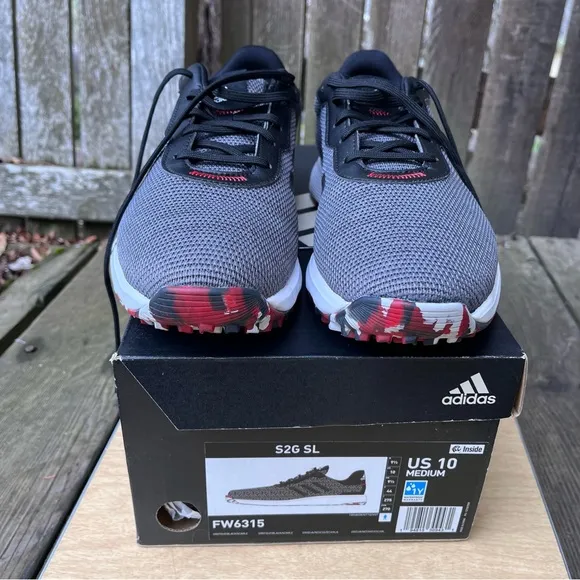 Adidas Men’s S2G SL Golf Shoes FW6315 Gray/Black/Scarlet New In Box Sz 10 M