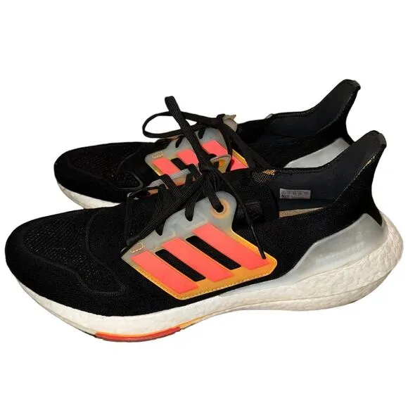 Adidas Ultraboost 22 GX5464 Running Sneakers, Black/Orange, Men's Size 11.5
