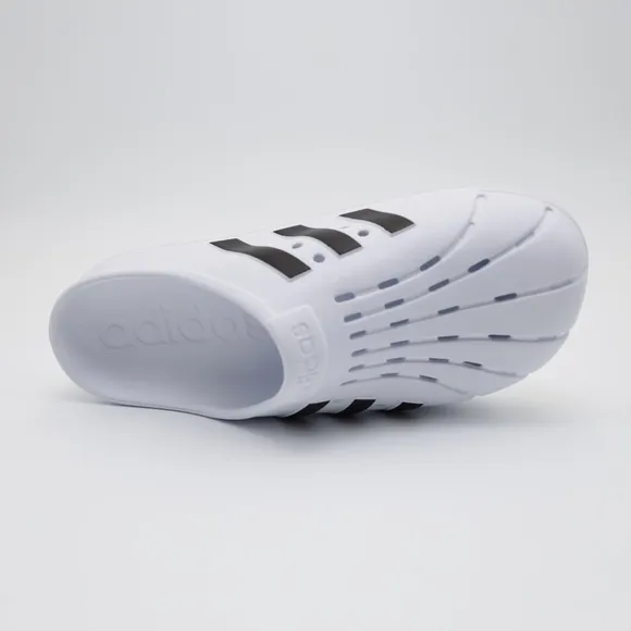 Adidas Unisex Comfort Adilette Clogs Sandals White/Black Men 10 Women 11