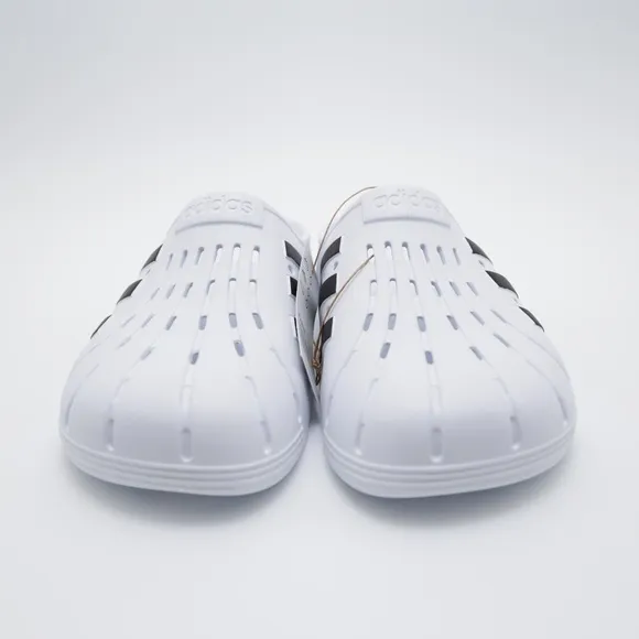 Adidas Unisex Comfort Adilette Clogs Sandals White/Black Men 10 Women 11