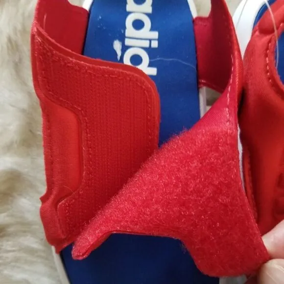 ADIDAS Comfort Toddler Boys Sandals in Red &amp; Blue Size 9 NEW