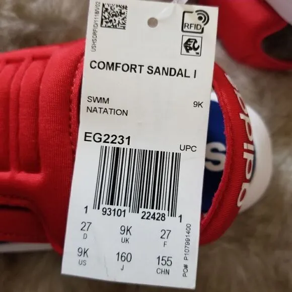 ADIDAS Comfort Toddler Boys Sandals in Red &amp; Blue Size 9 NEW