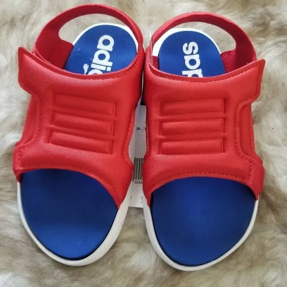 ADIDAS Comfort Toddler Boys Sandals in Red &amp; Blue Size 9 NEW