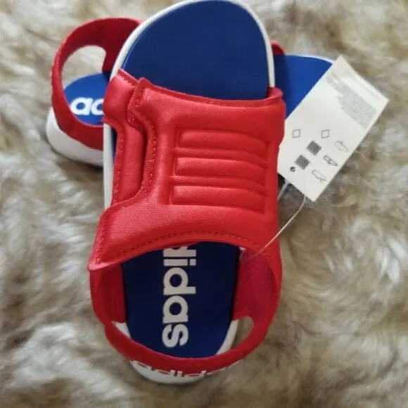 ADIDAS Comfort Toddler Boys Sandals in Red &amp; Blue Size 9 NEW