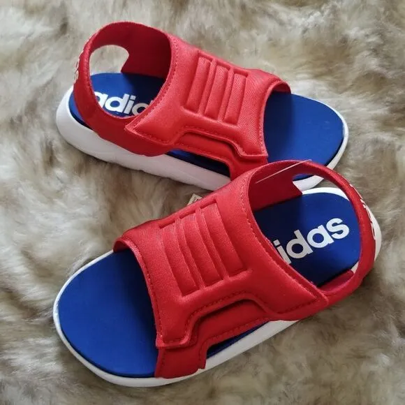 ADIDAS Comfort Toddler Boys Sandals in Red &amp; Blue Size 9 NEW