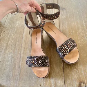 Adolfo Dominguez  hairy leather  wedges sandals 8