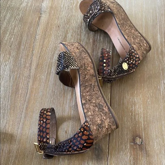 Adolfo Dominguez  hairy leather  wedges sandals 8