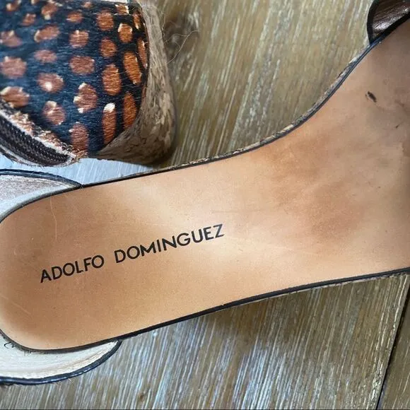 Adolfo Dominguez  hairy leather  wedges sandals 8