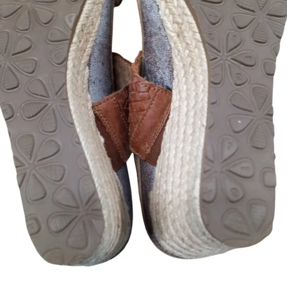 Aetrex Summer Woven Leather Wedge Sandals Size 10 Espadrille Braided Orthopedic