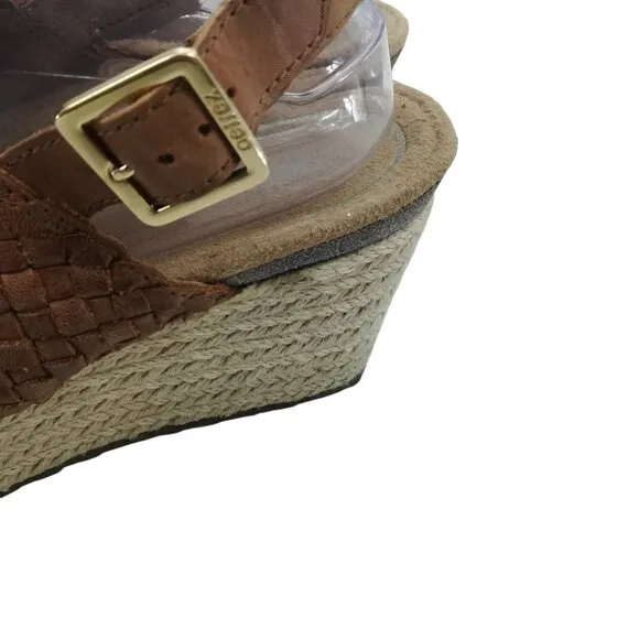 Aetrex Summer Woven Leather Wedge Sandals Size 10 Espadrille Braided Orthopedic