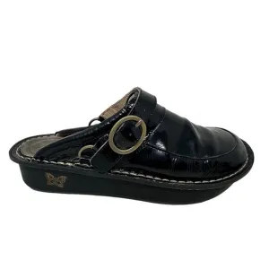 Alegria Black Slip On Leather Comfort Shoes Women 38 Slip Resistant Non Marking