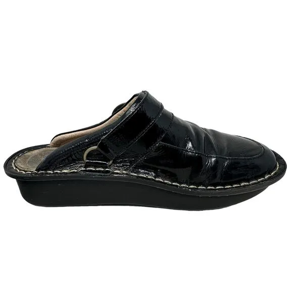 Alegria Black Slip On Leather Comfort Shoes Women 38 Slip Resistant Non Marking