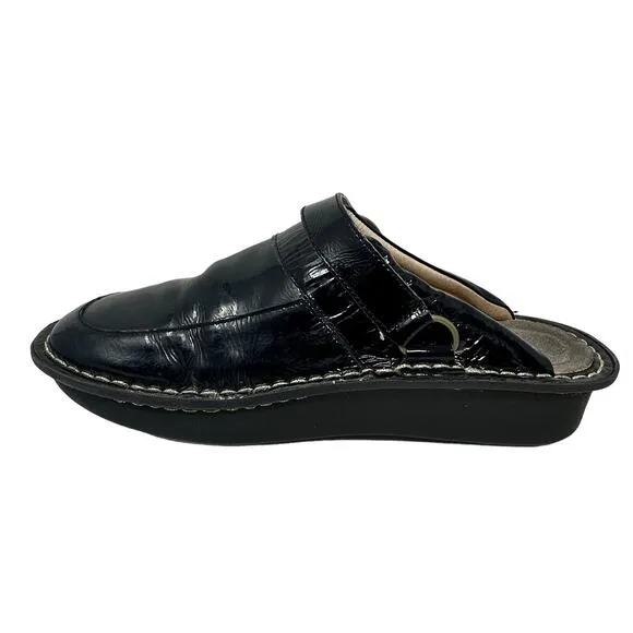 Alegria Black Slip On Leather Comfort Shoes Women 38 Slip Resistant Non Marking