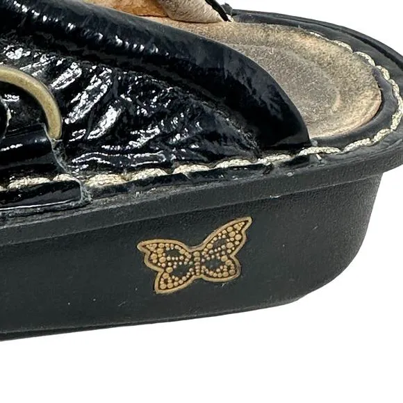 Alegria Black Slip On Leather Comfort Shoes Women 38 Slip Resistant Non Marking
