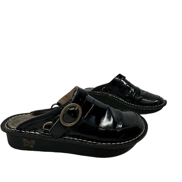 Alegria Black Slip On Leather Comfort Shoes Women 38 Slip Resistant Non Marking