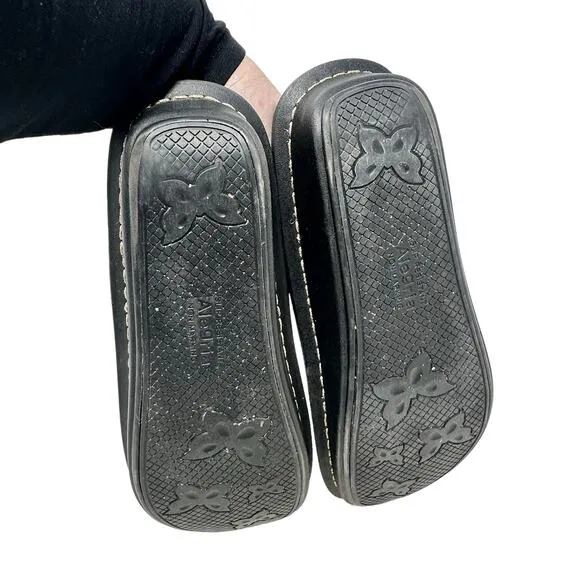 Alegria Black Slip On Leather Comfort Shoes Women 38 Slip Resistant Non Marking
