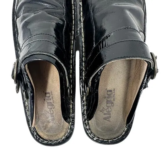 Alegria Black Slip On Leather Comfort Shoes Women 38 Slip Resistant Non Marking