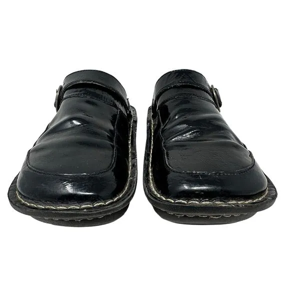 Alegria Black Slip On Leather Comfort Shoes Women 38 Slip Resistant Non Marking