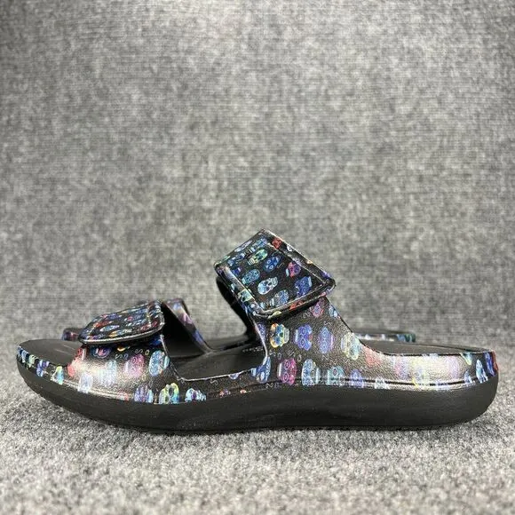 Alegria Orbyt Recovery Sandals Womens 39 US 9 Black Sugar Skulls Lightweight