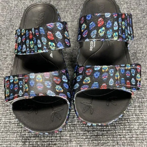 Alegria Orbyt Recovery Sandals Womens 39 US 9 Black Sugar Skulls Lightweight