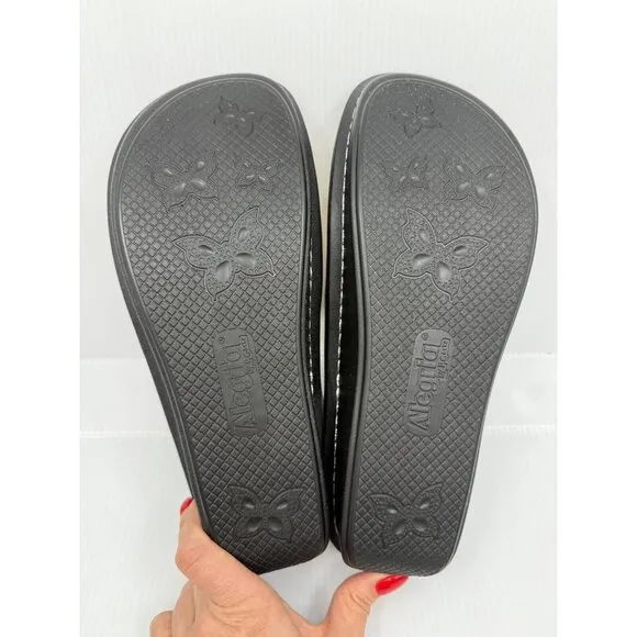 Alegria Womens Leather Pewter Lace Two Strap Sandals Size 11.5-12W‎ Comfort NIB