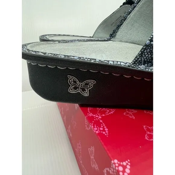 Alegria Womens Leather Pewter Lace Two Strap Sandals Size 11.5-12W‎ Comfort NIB