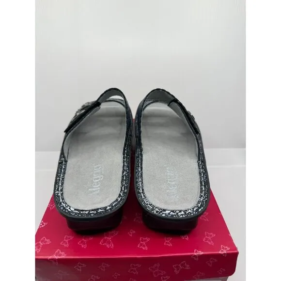 Alegria Womens Leather Pewter Lace Two Strap Sandals Size 11.5-12W‎ Comfort NIB