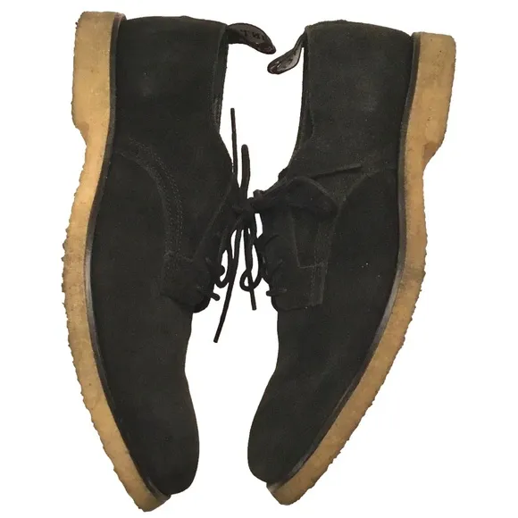 All Saints Men’s 7 Derby Oxford ‘Leigh’ Black Suede Lace-up Crepe Sole EU40/US 7