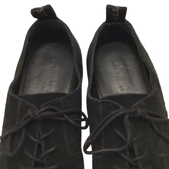 All Saints Men’s 7 Derby Oxford ‘Leigh’ Black Suede Lace-up Crepe Sole EU40/US 7