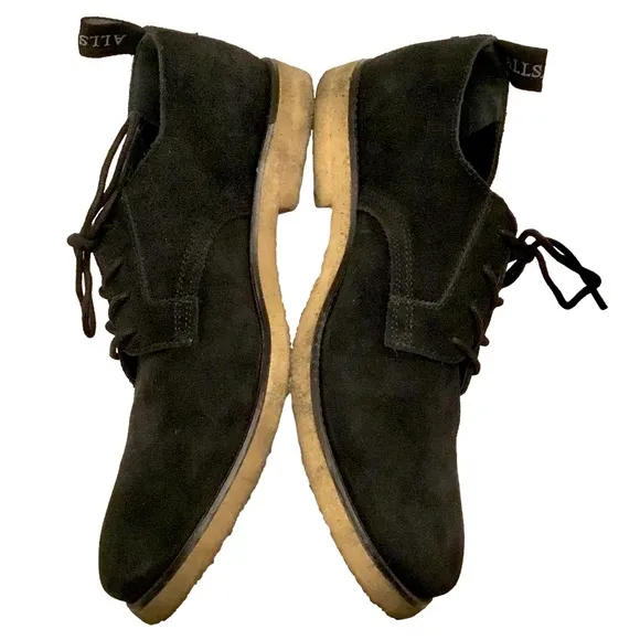 All Saints Men’s 7 Derby Oxford ‘Leigh’ Black Suede Lace-up Crepe Sole EU40/US 7