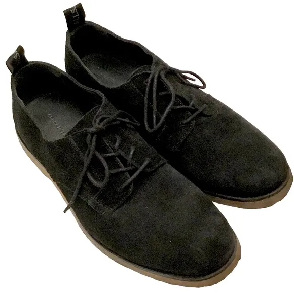 All Saints Men’s 7 Derby Oxford ‘Leigh’ Black Suede Lace-up Crepe Sole EU40/US 7