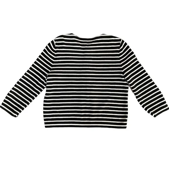 All Season Classic Chaps Black White Stripe Light / Medium Weight Sweater Large
