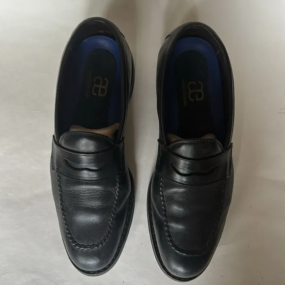 ALLEN EDMONDS Black Leather Apron Toe Penny Loafers Extralight 3032 56801 Sz 10D