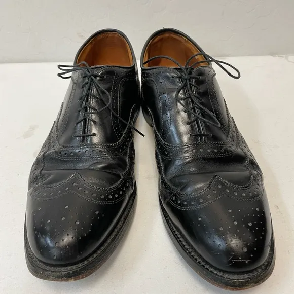 ALLEN EDMONDS Made in USA Black Barrington Brogue Wingtip Shoes Size 12 1/2 D