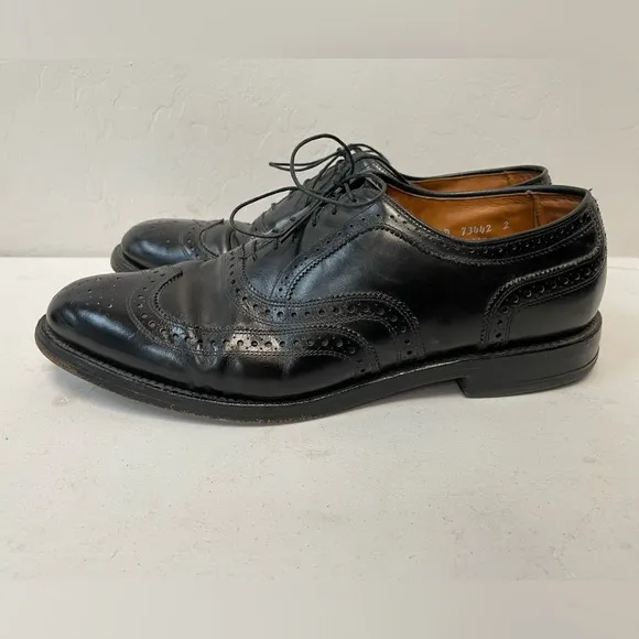 ALLEN EDMONDS Made in USA Black Barrington Brogue Wingtip Shoes Size 12 1/2 D