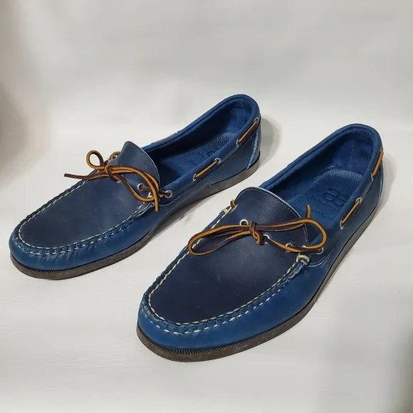 Allen Edmonds Navy Blue Boat Shoes Slip-On Loafers Moccasin Stitching Size 13 D
